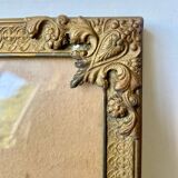 Cadre photo vintage en métal doré mat avec verre convexe 25,5 cm x 20 cm