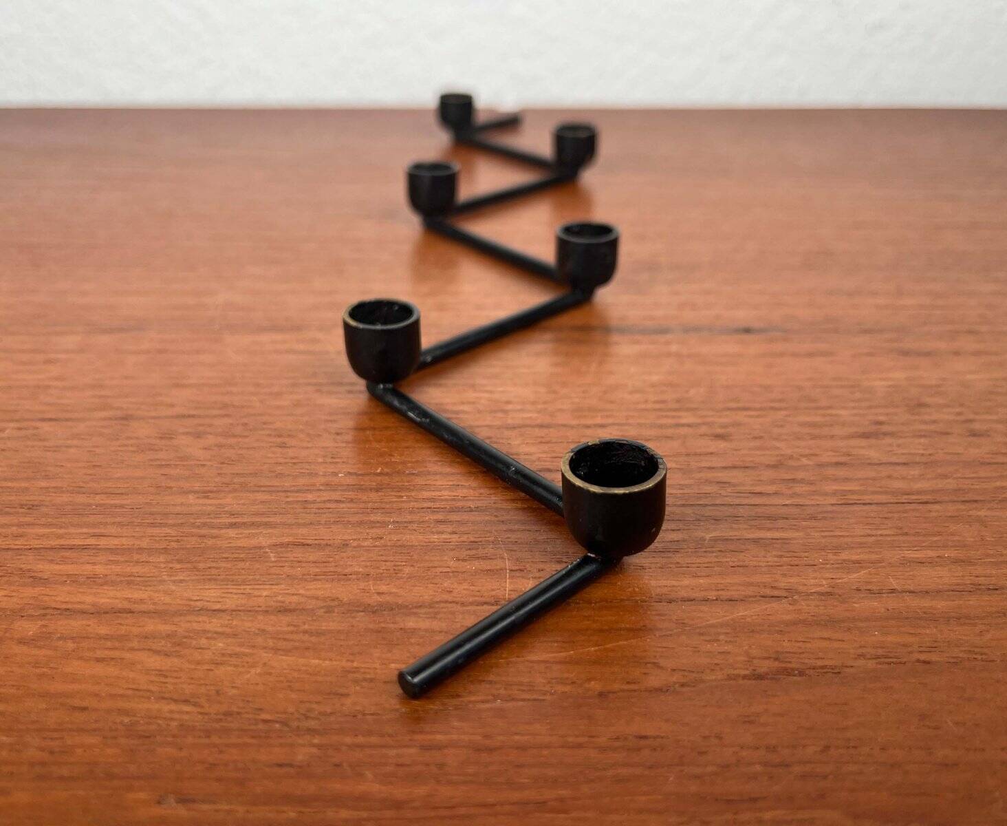Mid-century Danish minimalist metal candlestick from the 1960s.