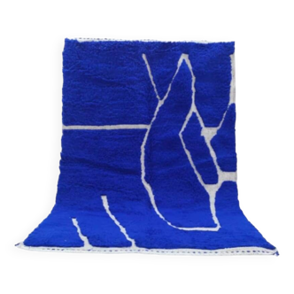 Majorelle blue rug handmade in Morocco _ pure organic wool rug