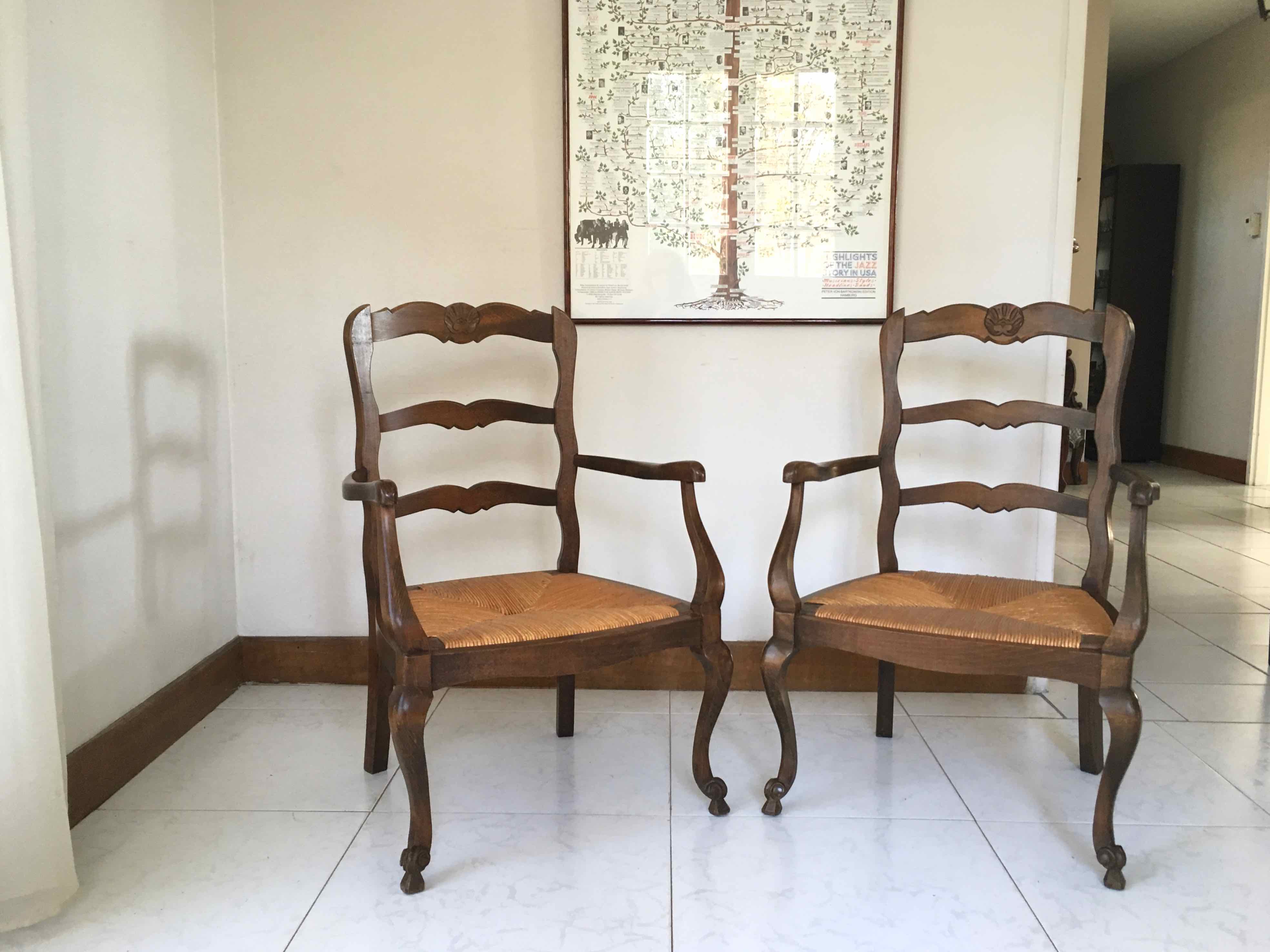 Pair of Provencal mulched armchairs Louis XV style
