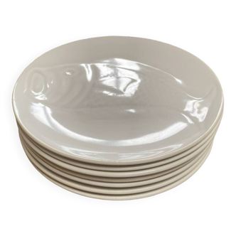 Set of 6 Saint Amand fish pasta plates