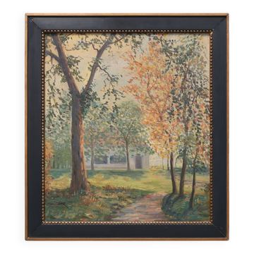 Impressionist landscape painting by G. van Damme, Belgium ca. 1940