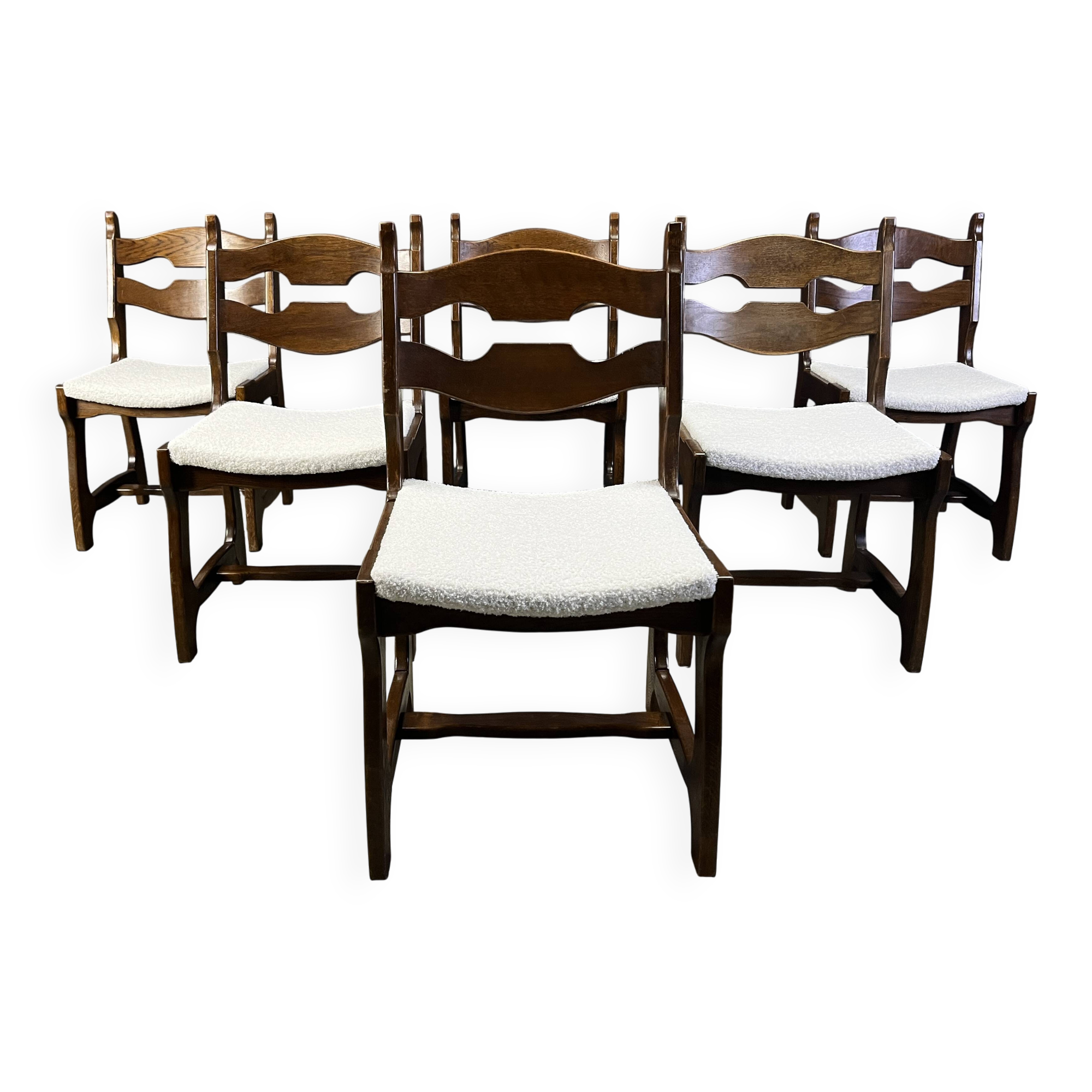 Vintage brutalist dining chairs, set of 6 - 1960s