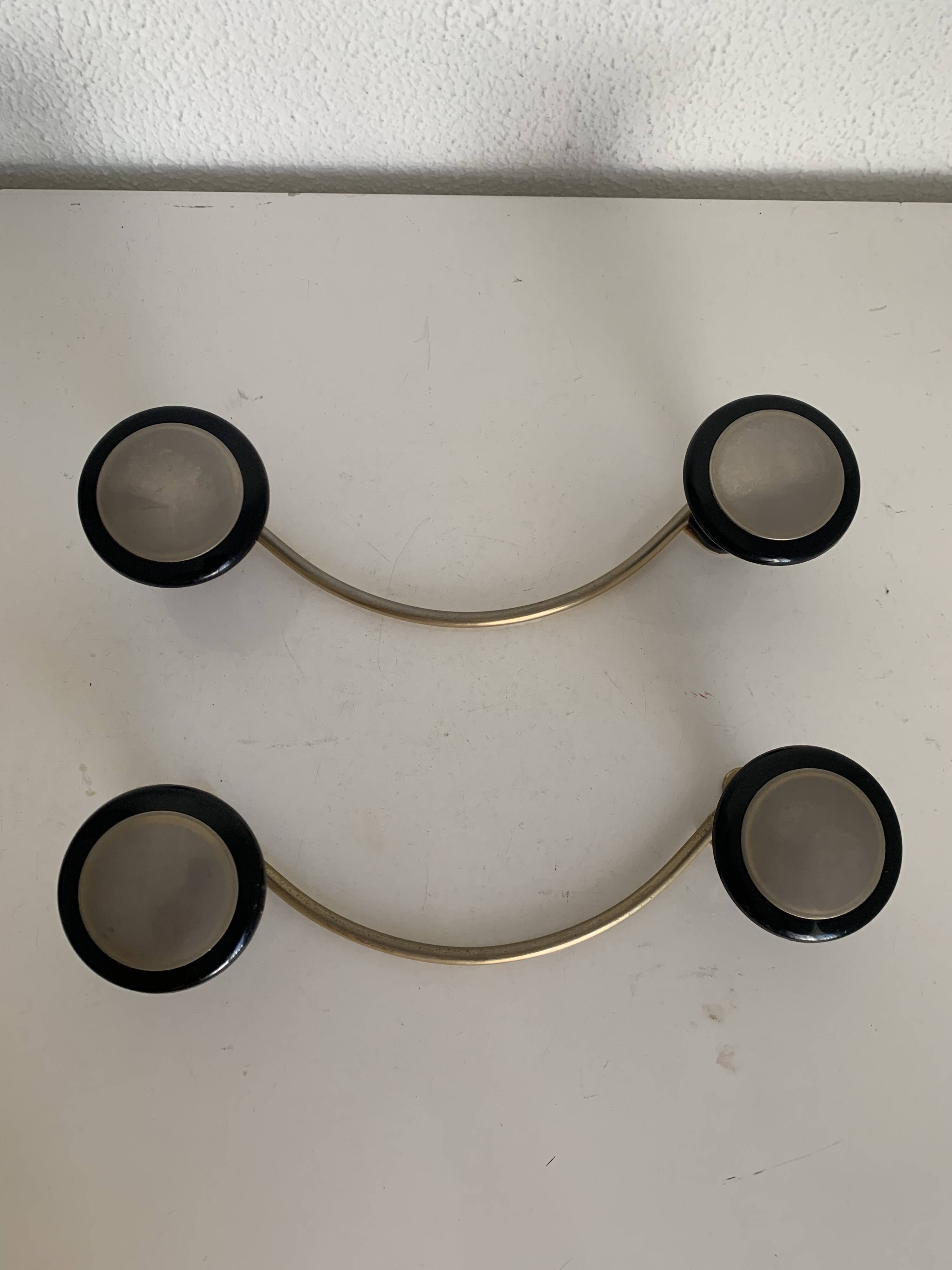 Paire de portemanteau doré 2 patères,  années 60