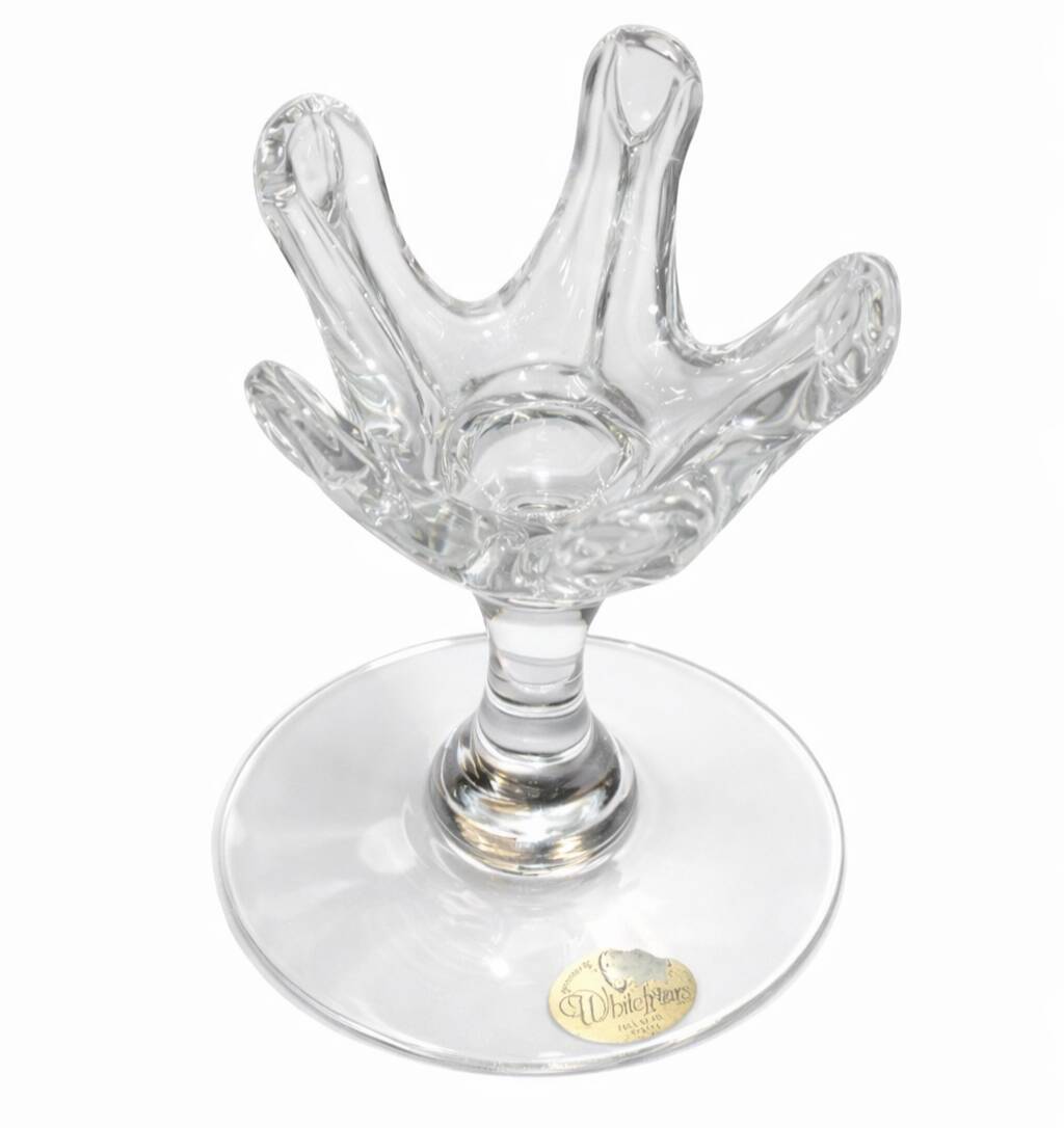 Pair of Whitefriars candlesticks – Crystal 1960 – Mint condition with labels