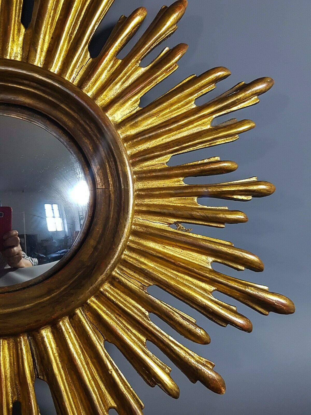 Witch-carved wood mirror - gilded