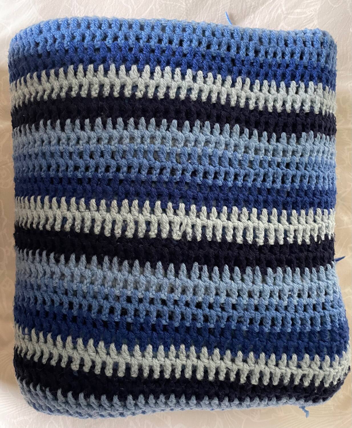 Seventies hand-knitted wool blanket