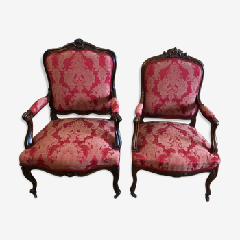 Paire de fauteuils de style Louis XV, XIXe siècle