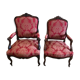False pair of Louis XV style armchairs, nineteenth century