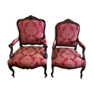 Paire de fauteuils de style Louis XV, XIXe siècle