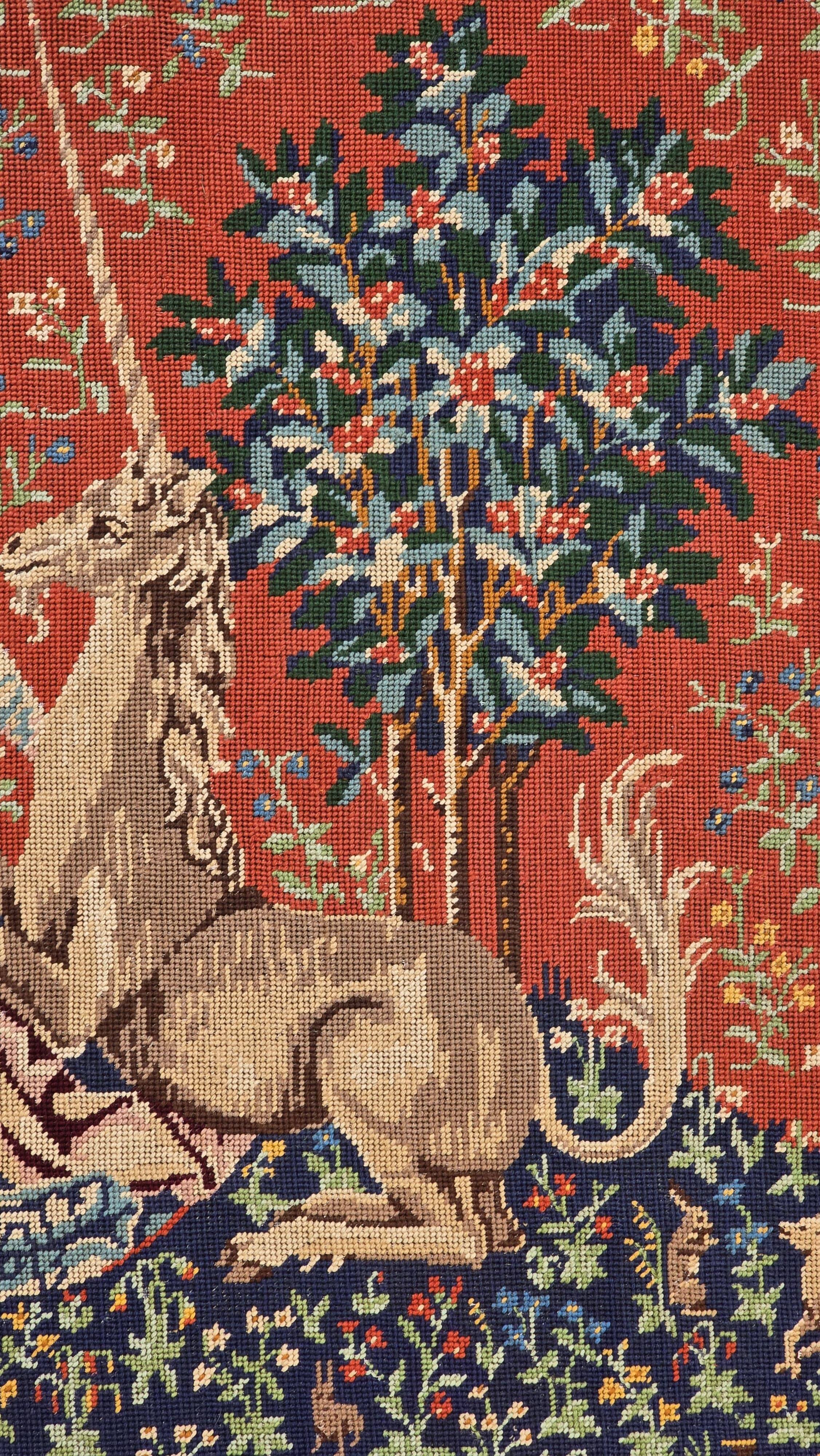 Tapisserie au point de croix vintage « La Dame à la Licorne », reproduction médiévale