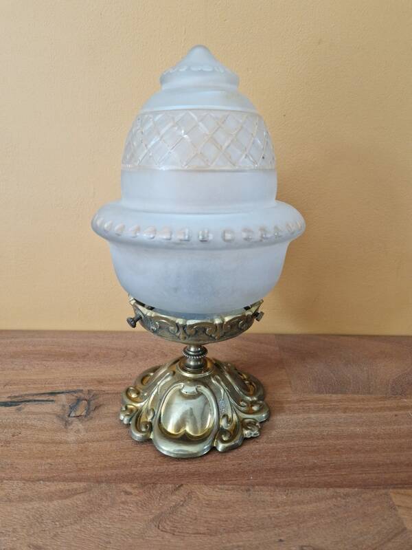 Gold metal ceiling light - Cut and satin glass globe - Louis XV style