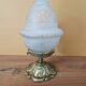 Gold metal ceiling light - Cut and satin glass globe - Louis XV style