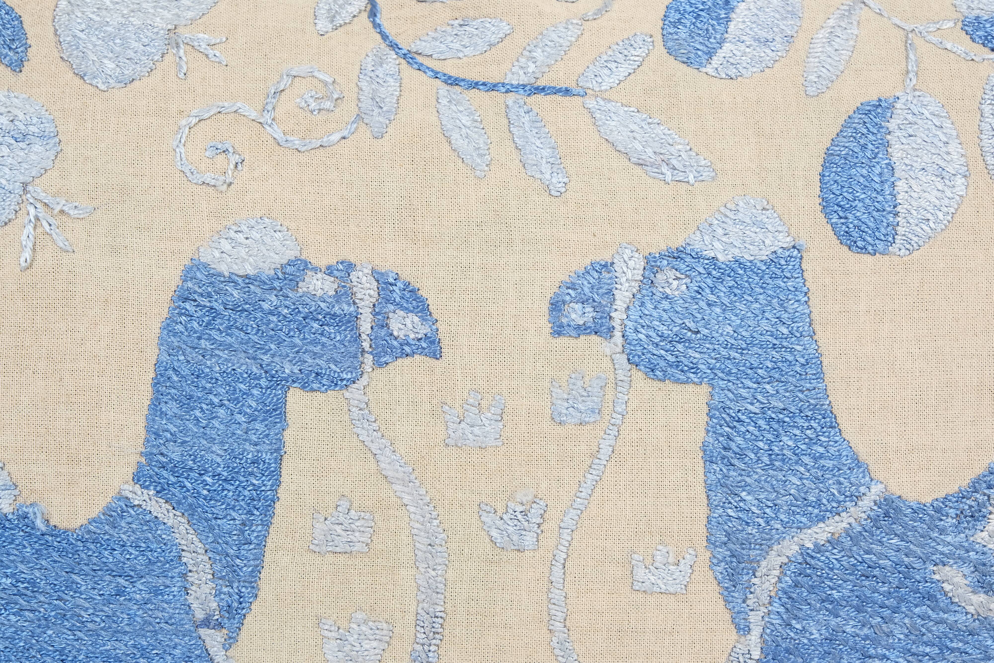 16" x 32" Vintage Animal Suzani Pillow Cover, Camel Patterns Hippie Long Cushion Cover 1960s Handmade