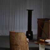 Chaise Brutaliste en Tronc Massif & Assise en Laine D'Agneau, Moderne Du Milieu Du Siècle Suédois, Années 1960