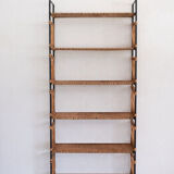Shelf in braided rattan and black metal
