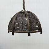 Vintage rattan and webbing hanging lamp 1970s retro