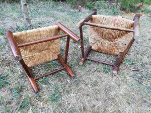Ensemble fauteuil Et Chaise En bois Ancien Pour Enfant