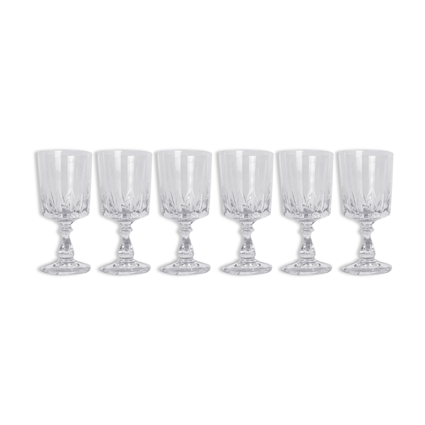 Lot de 6 verres à vin rouge cristal d'Arques modèle Louvre
