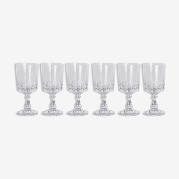 Set of 6 glasses of red wine crystal of Arques model Louvre