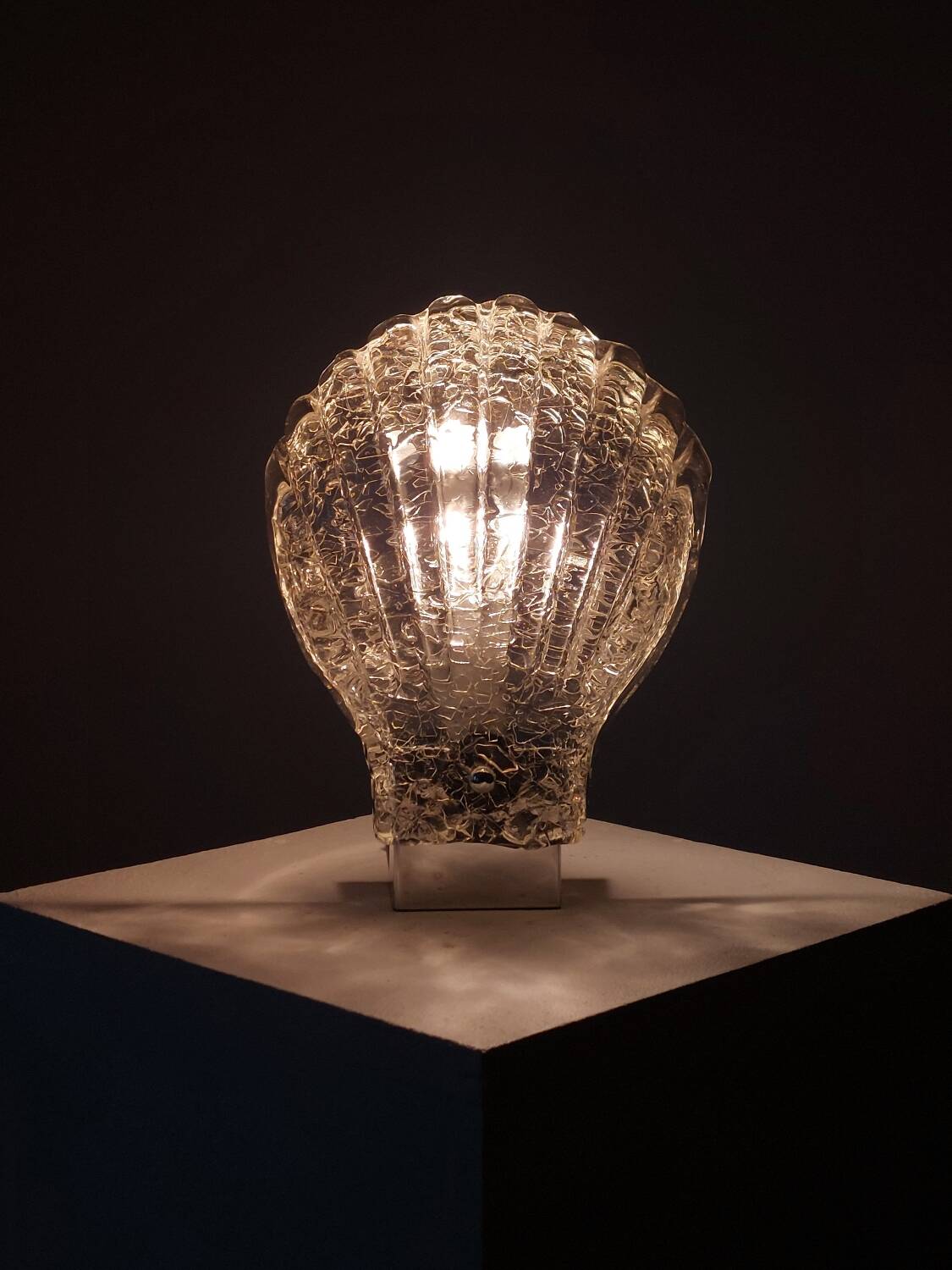 Vintage Murano craquelee glass chrome wall lamp