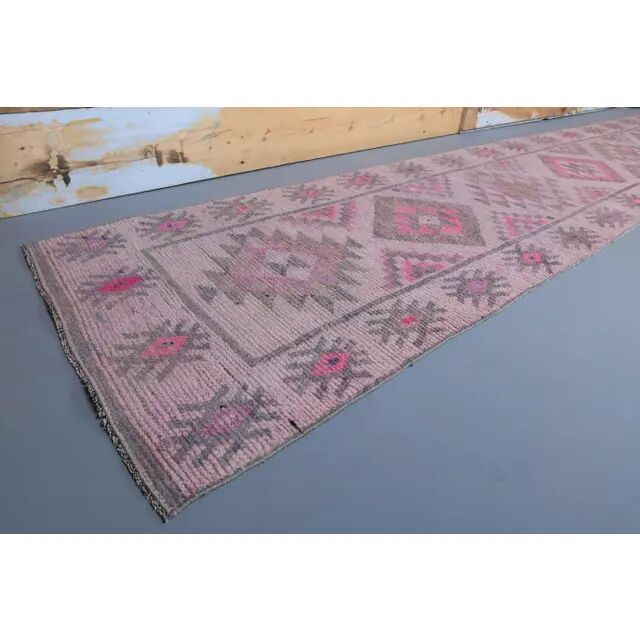 Vintage Turkish hand-knotted runner rug 83x410