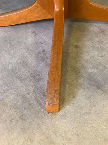 Vintage round table with extension cords