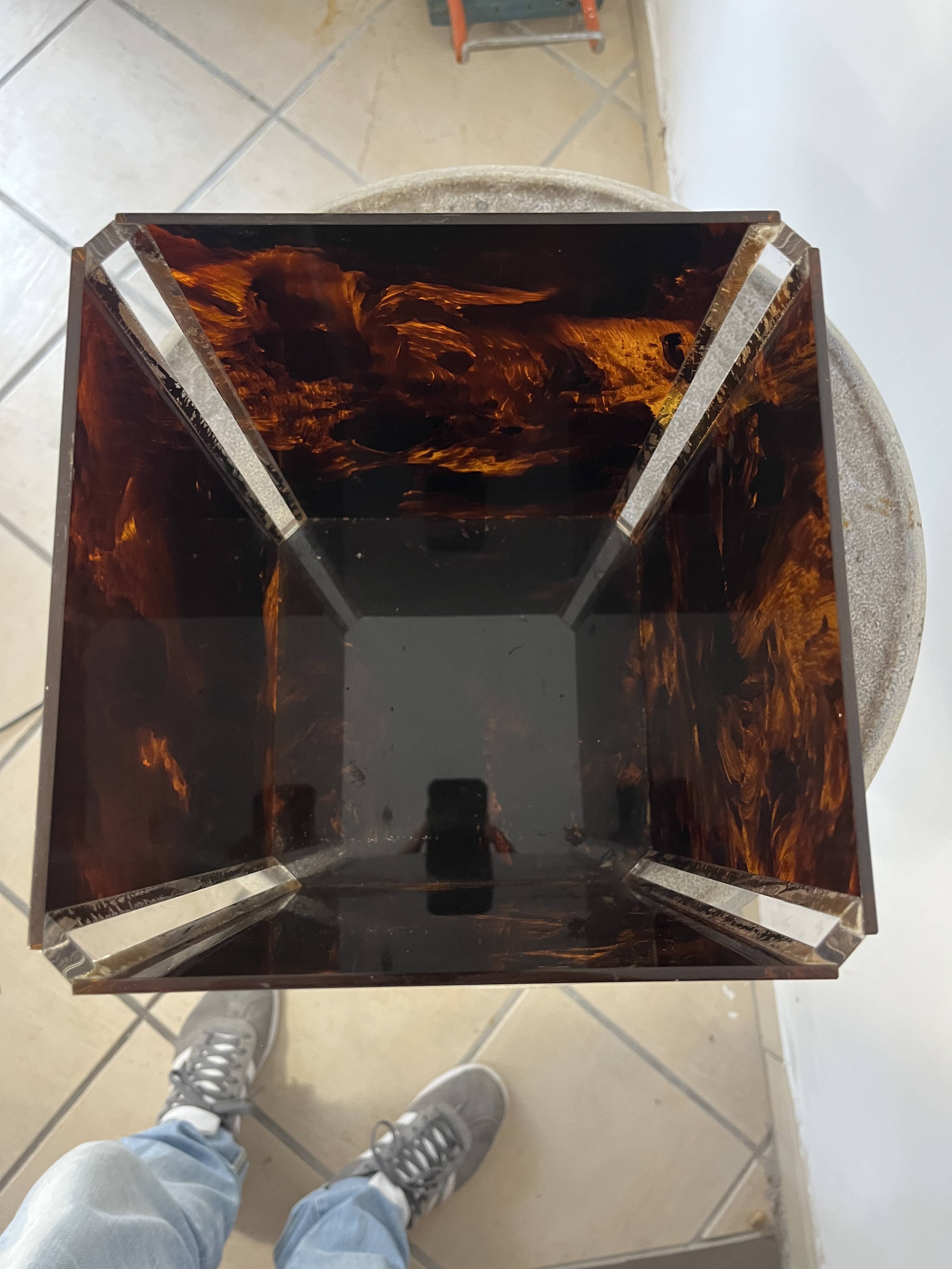 1970s design plexiglass wastepaper basket