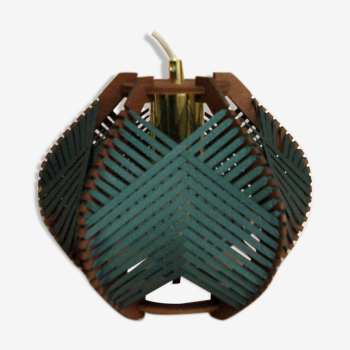 Dark green woven lamp to hang