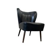 Fauteuil cocktail vintage en similicuir noir / siège unique