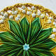 Art Nouveau open dabbling plate, Schramberg: Muguet yellow background