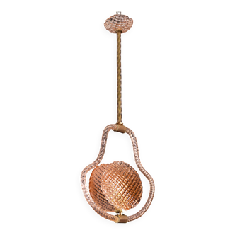 Midcentury Shell Pink Murano Glass Chandelier by Barovier e Toso, 1950s