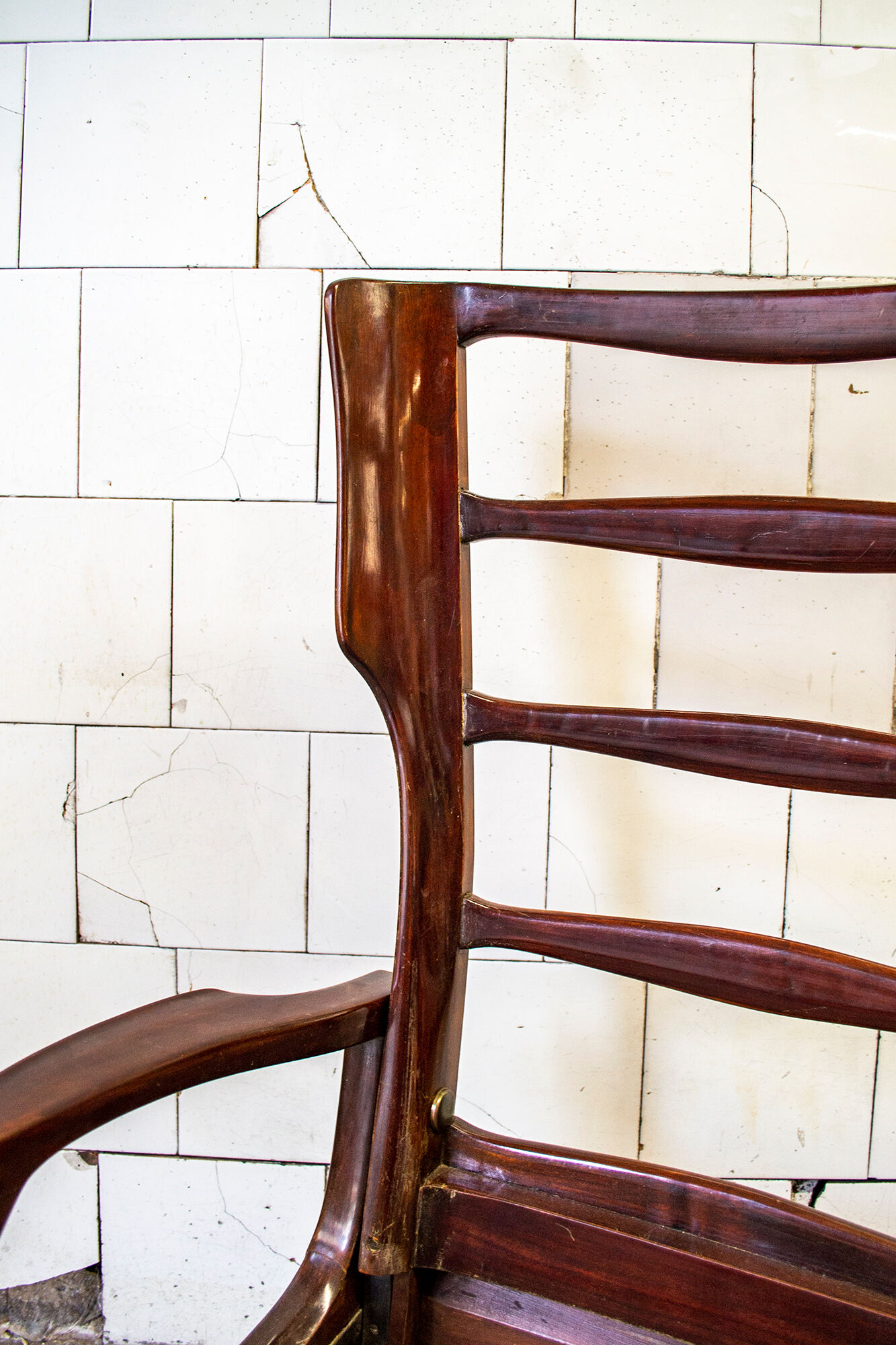 Recliner wooden armchair, Italy 50s