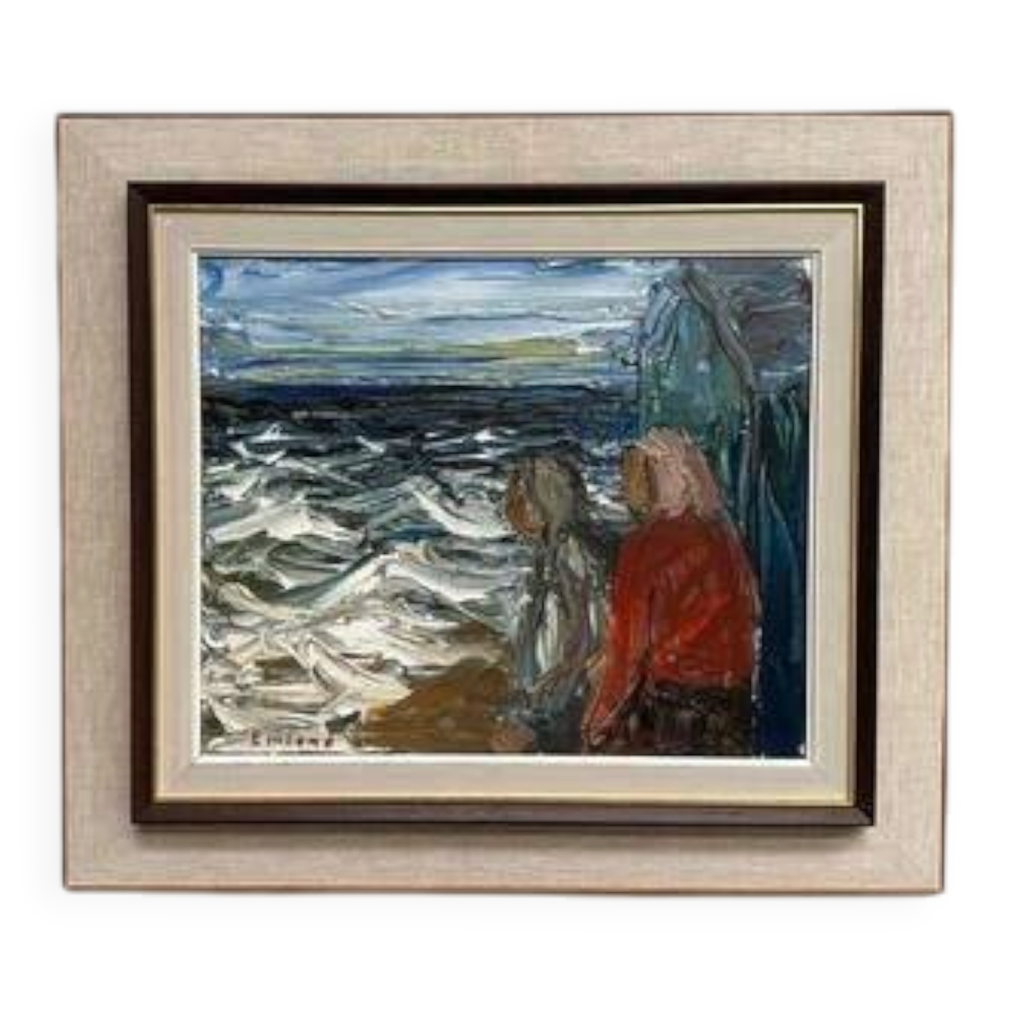Huile sur toile originale – « Figures » par Einar Emland – Vintage