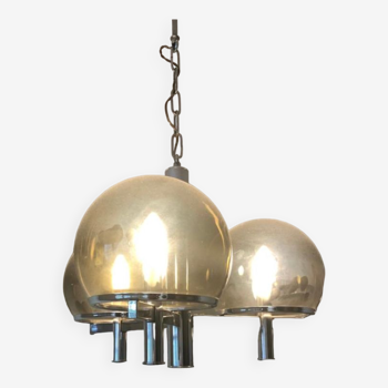 Lustre vintage Club en chrome et verre par Sciolari