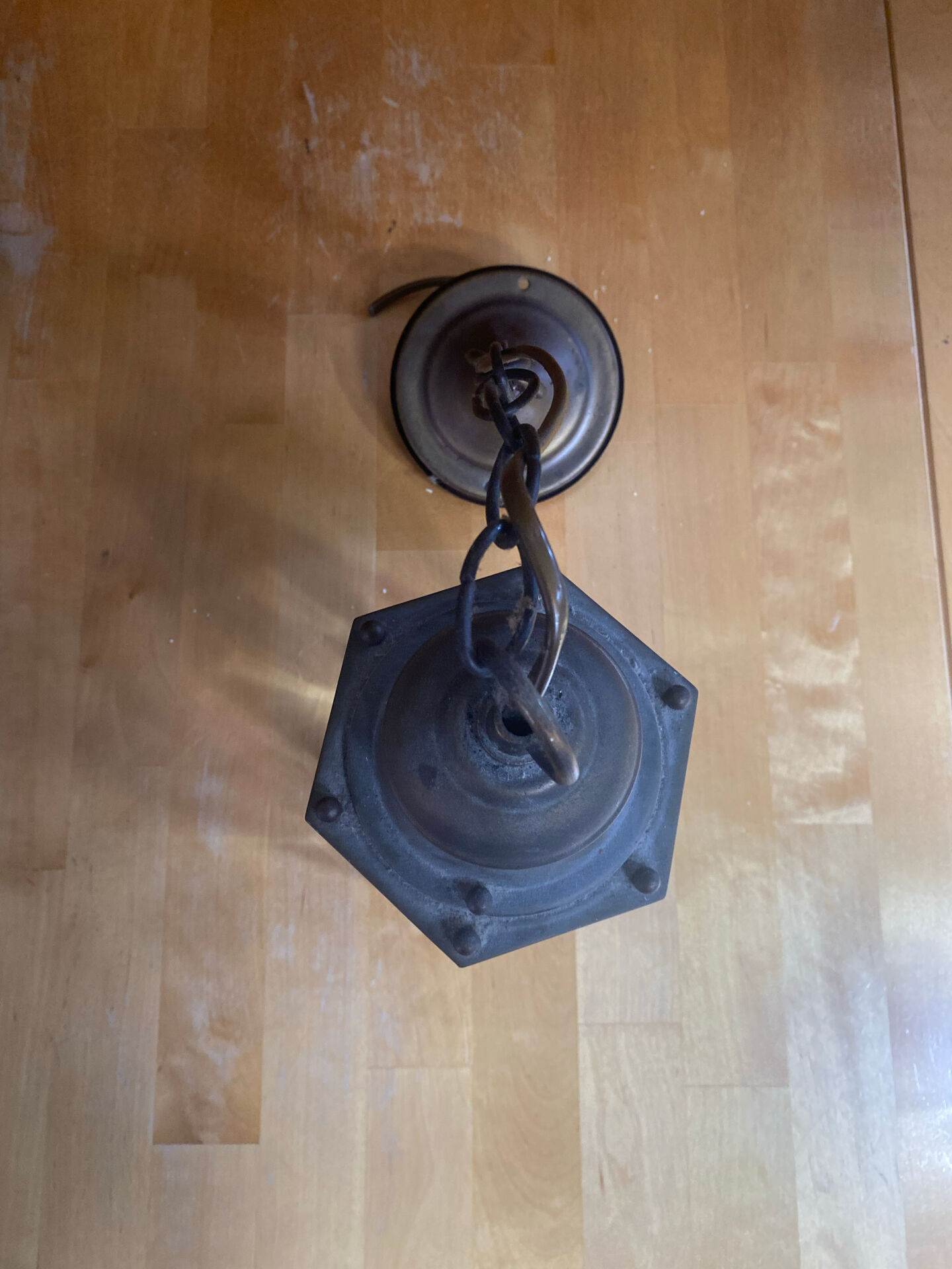 Antique Vestibule Lantern Suspension Brass + Bevelled Glass Vintage