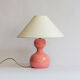 Pink lacquered turned wooden lamp base 70s