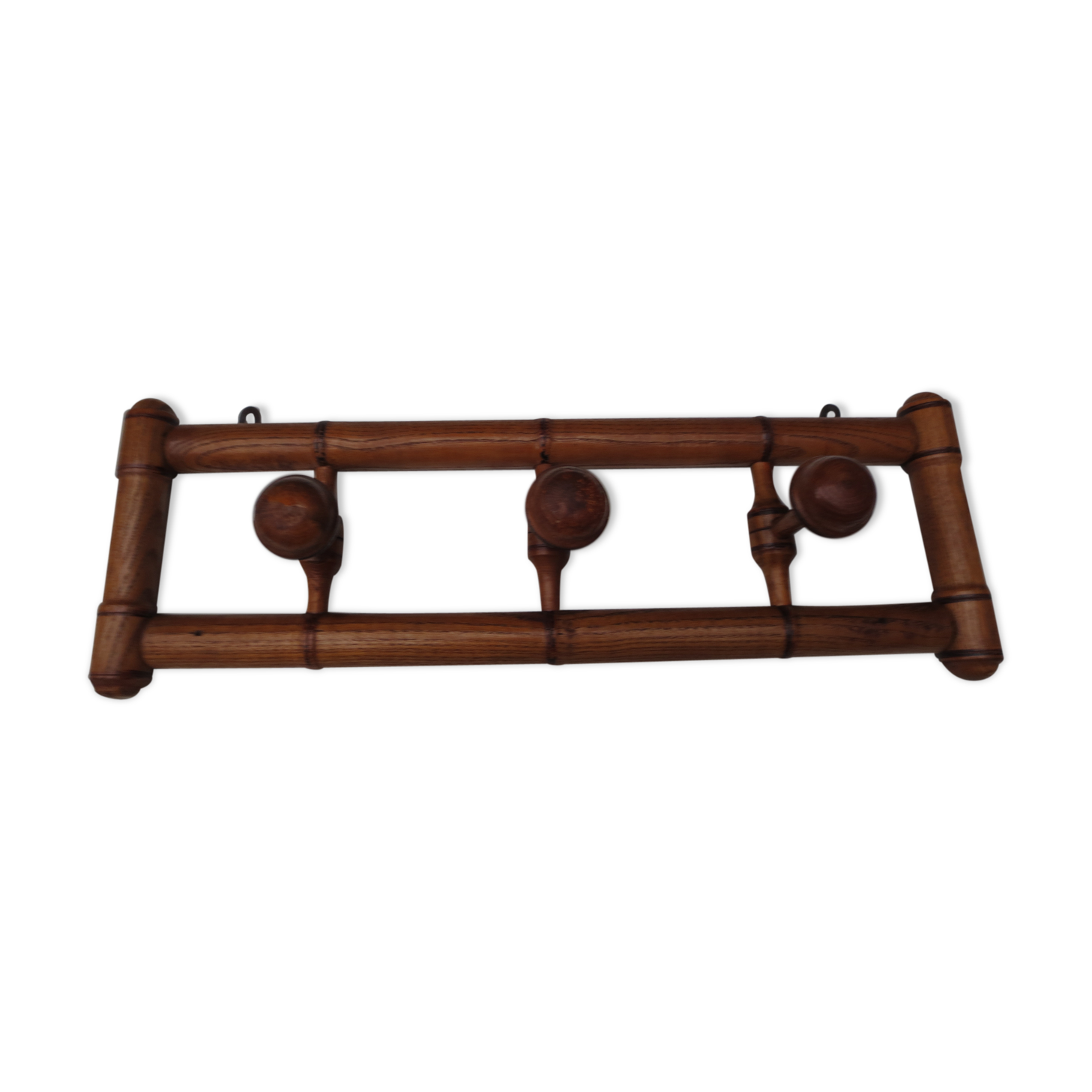 Ancien porte manteaux en bois  3 têtes
