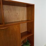 Deens hoge teak vakkenkast met bar vintage wandkast