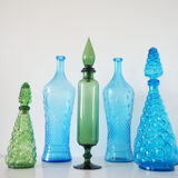Italian decanter in green blown glass empoli