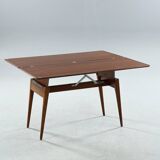 Table basse em bordet réhaussable et extensible 1960 suede