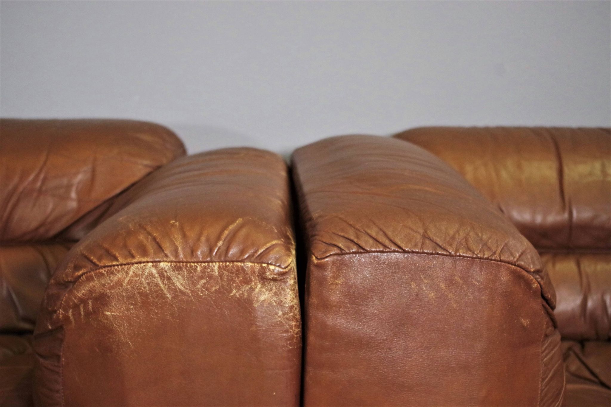 Cognac leather armchairs by BL Arredamenti, 1970s, set of 4
