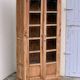 Parisian wardrobe in raw wood with engraved glass from 1920.