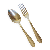 1 vintage silver plated soup spoon and fork