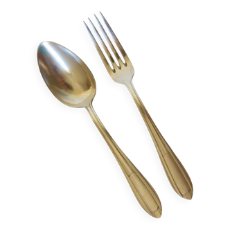 1 vintage silver plated soup spoon and fork