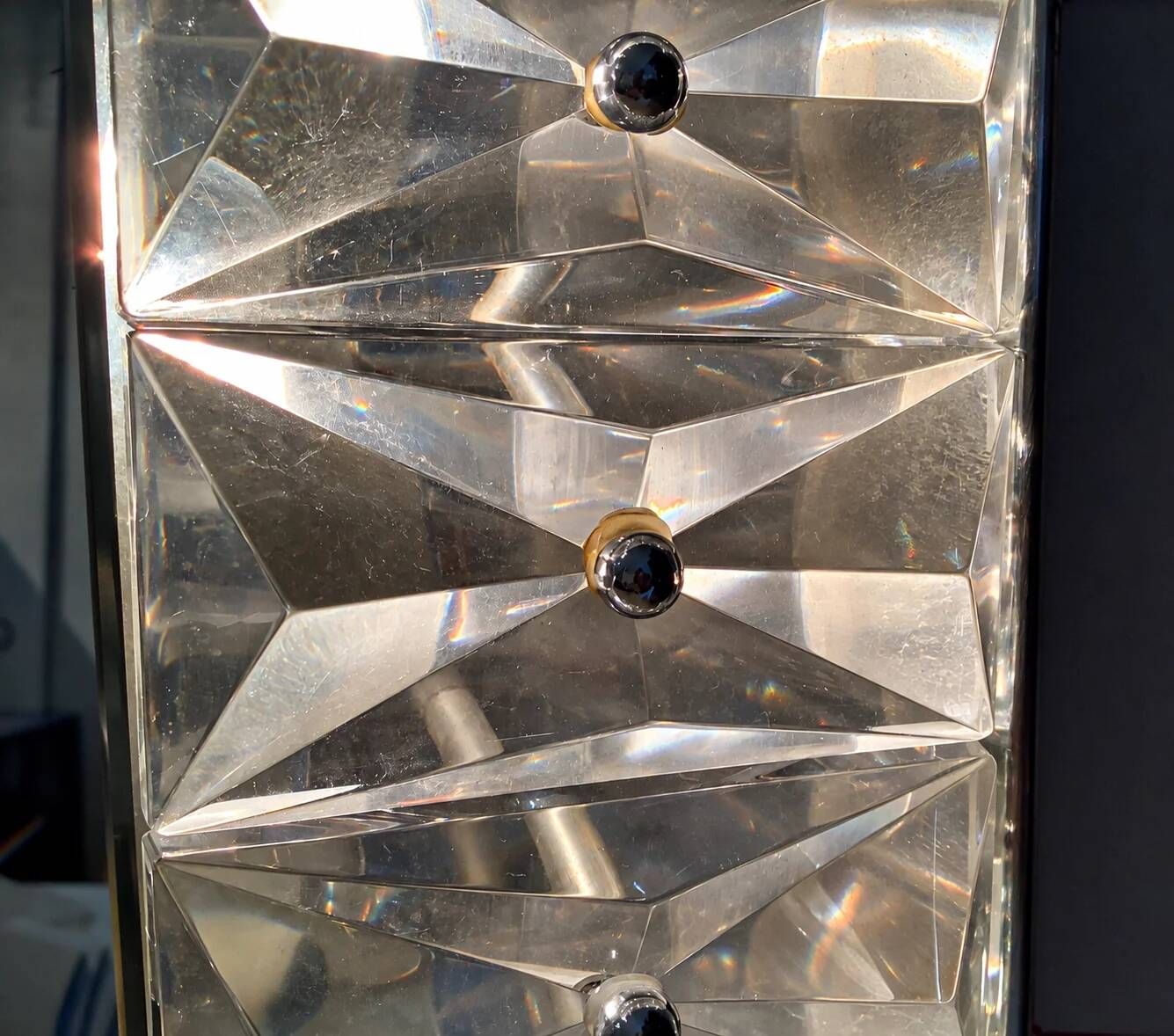 Mirror with crystal glass decorated frame, 1960s, back light, height 95 cm