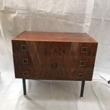 Commode 3 tiroirs laquée placage palissandre