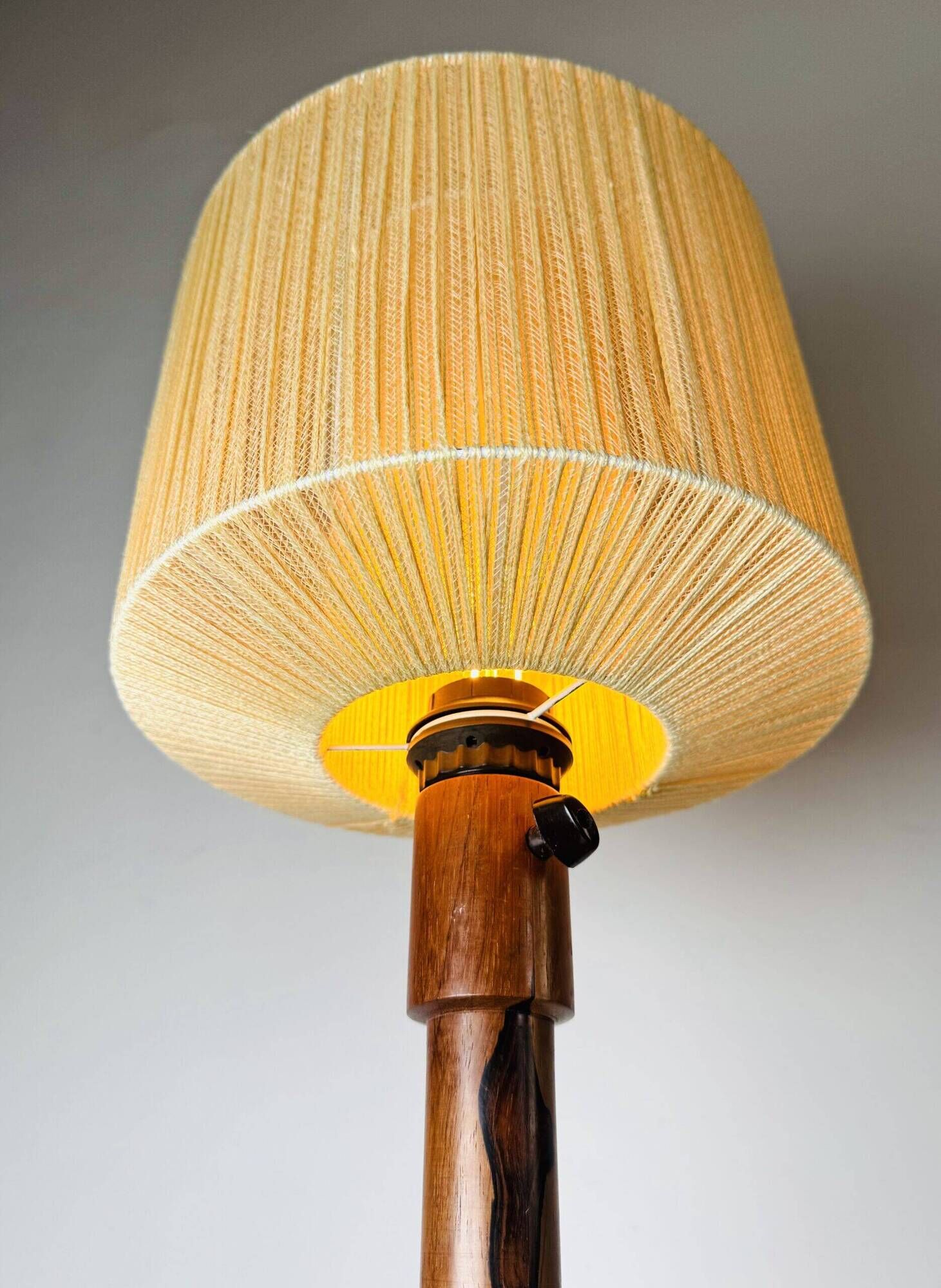 Large Size Wood & Sring Table Lamp By Uno & Östen Kristiansson For Luxus, Sweden 1960S