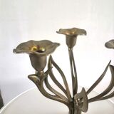 Candle holder brass vintage leaves and flowers 60s - 70s