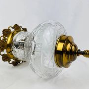 Suspension lantern in gilded bronze and engraved glass, Louis XVI style.